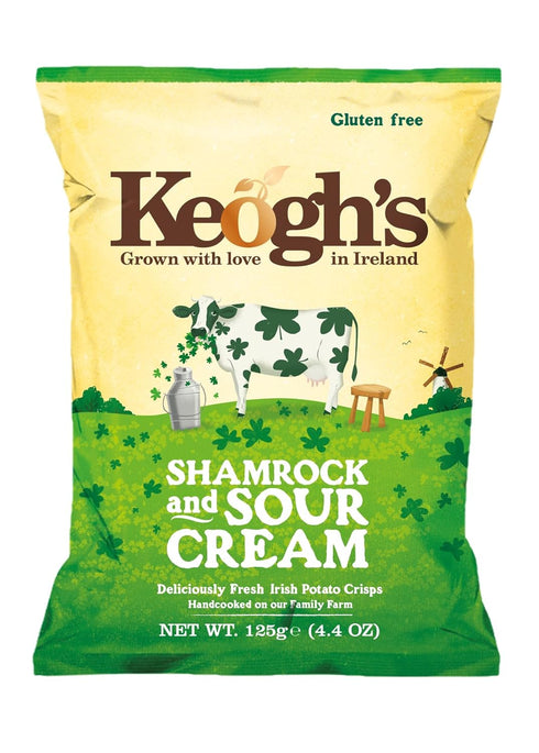 Keogh's Shamrock And Sour Cream Crisps 3x125 Grams Deliciously fresh Irish potato crisps