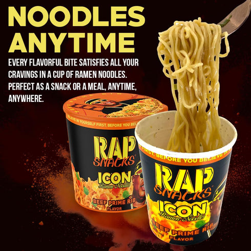 E-40-Pack 12 Rap Snacks Beef Prime Rib ICON Ramen Noodles
