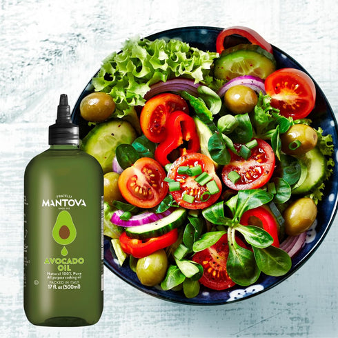 (17 oz, Mantova Squeeze Oils Extra Virgin Olive Oil and Avocado Cooking Oils in Squeeze Bottles for Drizzling, Salads