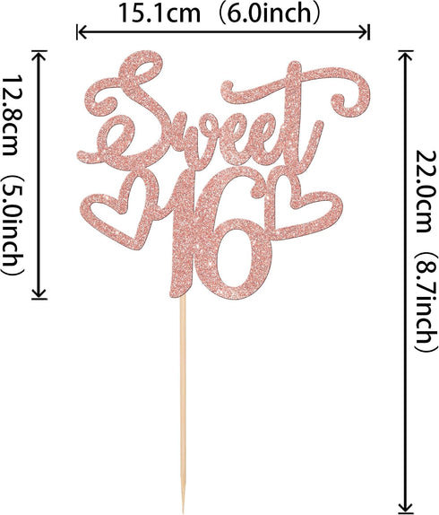 1 16 16 16th 16th PCS Sweet Cake Topper Cheers to Years Old Teenager Cake Pick Birthday Party Decorations for Sweet