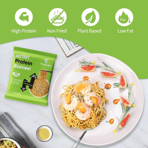 6 Pack 30g Hethstia High Protein Ramen Plain, Instant Ramen Noodles Plant Protein, Vegan, Non-Fried, Non-GMO