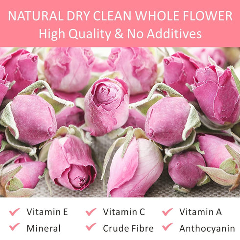 Goofoo Dried Rose Buds Rose Tea, Edible Whole Dry Roses, Premium Loose Leaf Herbal Tea, Ideal for Gift - 2.8 oz