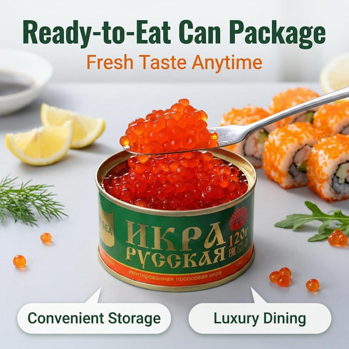 FLKMY 120g 4.23oz Premium Red Salmon Caviar Handcrafted In Traditional Style, Velvety Smooth Texture, Exceptionally