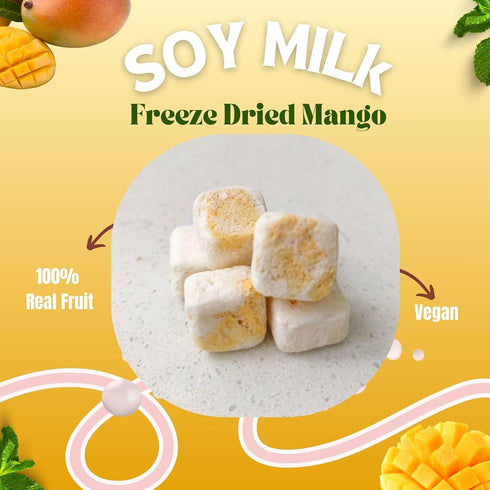 (3-Pack, 1.76 oz Juju-Oops Freeze-Dried Mango Mylk Crunch Vegan Soy Milk Fruit Bites with Real Mango Pieces | Healthy