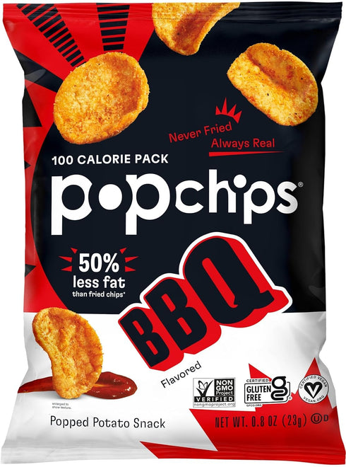 0.8 oz 19.2 (Pack 24) Popchips Potato Chips BBQ Potato Chips Single Serve Bags Barbeque, Ounce