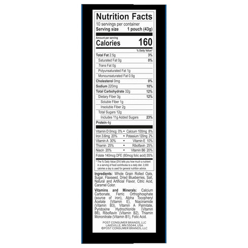 Packets, 15.1 oz (Pack 1) Better Oats Thick & Hearty Instant Oatmeal Blueberry Muffin Flavor with Flax Seeds and Whole