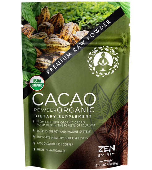 Cacao Powder Organic - 1 Pound - Unsweetened Premium Grade Superfood (Raw)