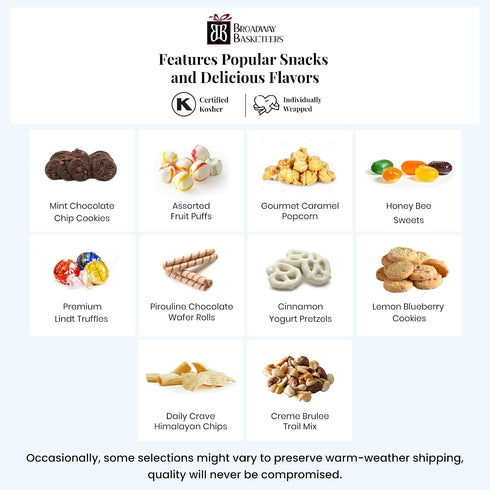 Broadway Basketeers Mother's Day Tower, Gift Tower with Gourmet Cookies & Snack Treats for Mom, Birthday, Corporate