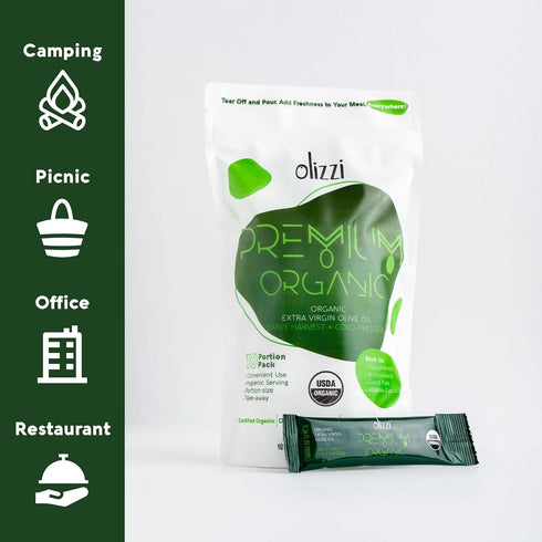 Packets 10 Packs (0.34 Oz Olive Oil - Olizzi Premium Organic Extra Virgin, New Harvest, Award Winning, Early Harvest