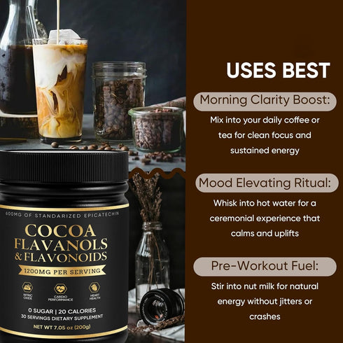 MAIA CEREMONIAL 1200mg 200g High Flavanol Cacao Powder, with Flavanols &nattokinase, Epicatechin Blend for Supports