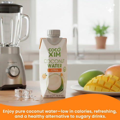 11 oz (Pack 12)|100% COCOXIM Ready to Drink Coconut Water with Citrus Juice of Natural & Fresh with Electrolytes