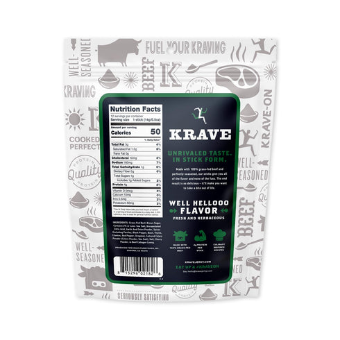 (0.5 Pack 12) 100% 45 Krave, Meat Sticks Minis, Chimichurri flavor - Ounce Sticks, of - Grass Fed Beef, Calories Per