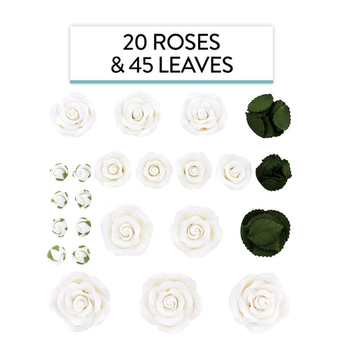 Global Sugar Art Exquisite Edble Rose & Leaf Sugar Cake Flowers Tray White, Unwired by Chef Alan Tetreault