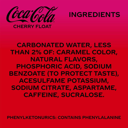 12 oz, 12 Pack Coca-Cola Zero Sugar Cherry Float Soda Soft Drink Cans, fl