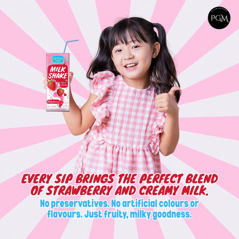 180ml, Pack 12, Mother Dairy Strawberry Milkshake, of Ready to Drink