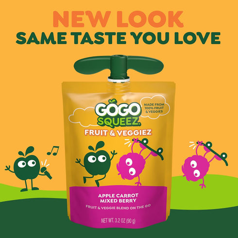 Pack, 3.2 oz (Pack 20), (Packaging GoGo squeeZ Fruit & veggieZ Applesauce and Puree Variety Pedal Peach and Boulder