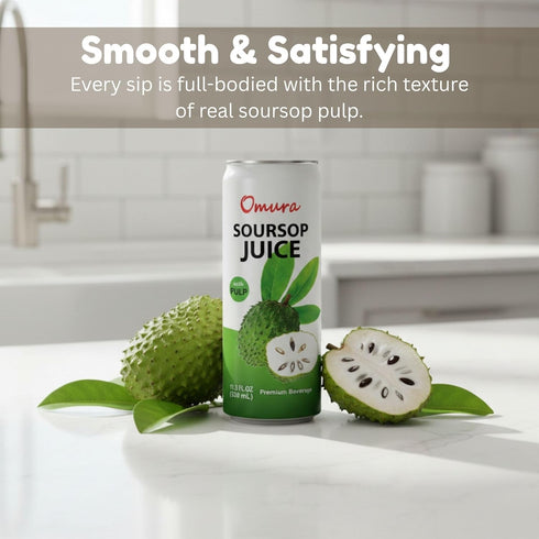 11.3 Oz (12-Pack) Omura Soursop Juice Drink with Pulp Fl | Refreshing Tropical Fruit Beverage | Graviola Guanabana