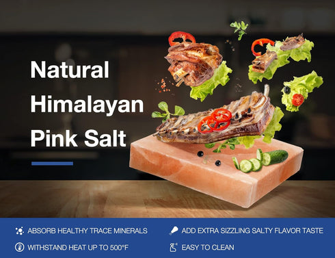 DOBADN 8"x8"x1.5" Himalayan Salt Block Cooking Plate, Square Easy Salt Slab and Grilling Stone for Grilling, Cooking
