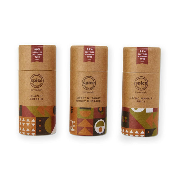 Kamenstein Kraft Paper Spice Tube Set, 99% Recycled Material Packaging with Included Spices for Tailgates