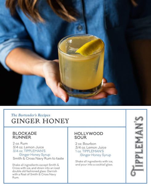17 Tippleman's Ginger Honey Syrup - Craft Cocktail Mixer - All Natural Complex Syrup for Cocktails and Non-Alcoholic