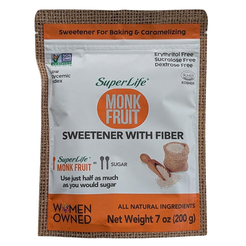 STEVIA SUPER LIFE Super Life Monk Fruit Sweetener with Fiber Low-Glycemic Index, Diabetic-Safe & Erythritol-Free
