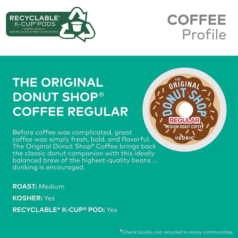 96 Count The Original Donut Shop Regular Keurig Single-Serve K-Cup Pods, Medium Roast Coffee