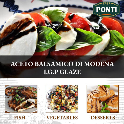 17.6oz (500ml) Ponti Glaze with Balsamic Vinegar Large - Concentrated Thick Drizzle with Grape Must & Vinegar of Modena