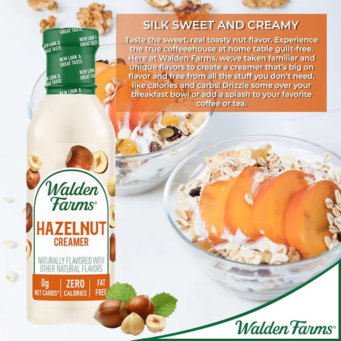 12 oz Walden Farms Hazelnut Coffee Creamer Zero Calorie, Sugar Free, Keto & Fat Free Non-Dairy Creamer for Coffee