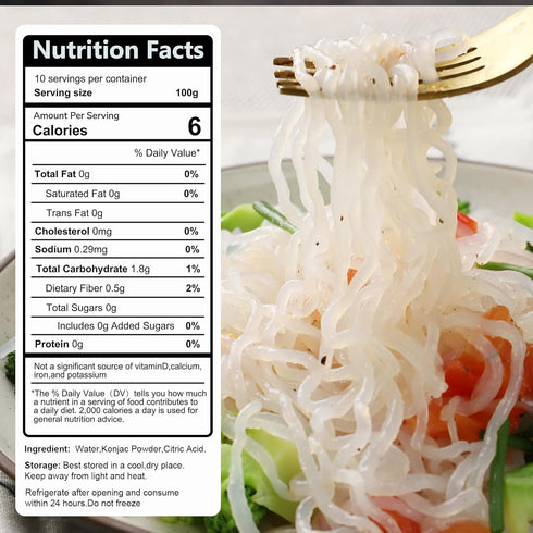 Hethstia Konjac Noodle Ready-to-Eat Shirataki Angel Hair, Low Carb, Low Calorie, Keto, Vegan, Gluten-Free Asian Ramen