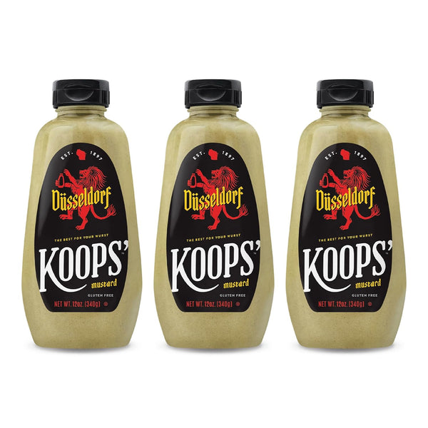 Koops' Duesseldorf Mustard, 12 oz. Bottle, 3-Pack