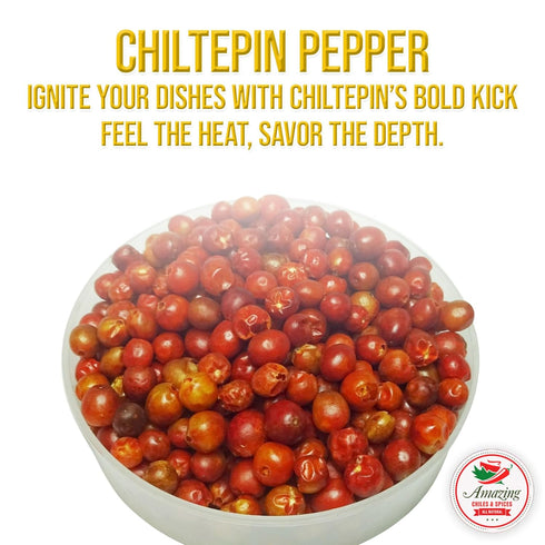 Dried Chiltepin Peppers (Chile Tepin) – 2oz Bag - Great for Seafood, Sauces, Stews, Salsa, Meats, Smoky Flavor