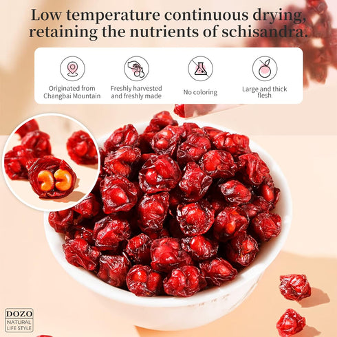 DOZO 7.76oz/220g Dried Schisandra Berry Schisandra Chinensis Tea Dried Omija Tea Whole Berries Dried Loose Berry Herbs