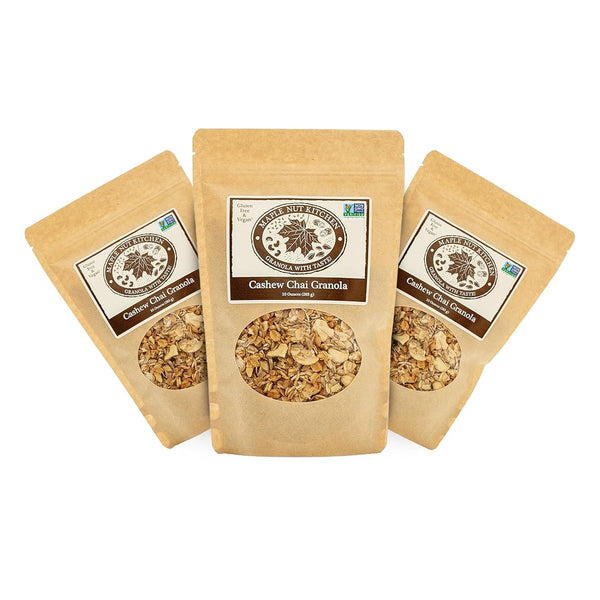 Maple Nut Kitchen Gluten Free Chai Granola with Cashews 3 Pack Certified
