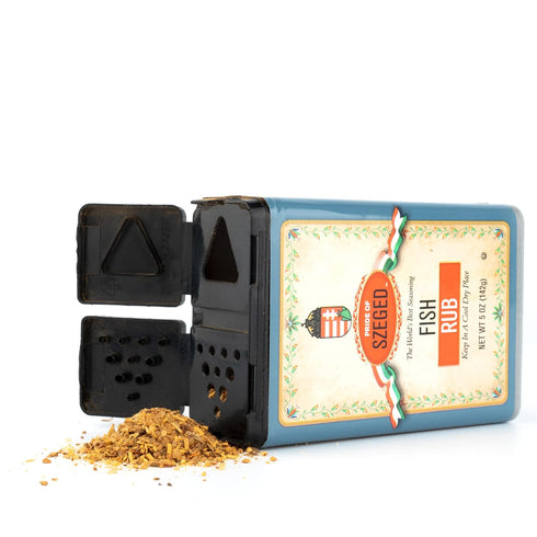 5oz. (142g), 1-Count Pride of Szeged Fish Rub, Seafood Herb Seasoning Spice Mix, Tin