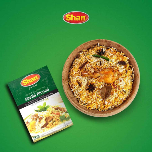 Shan Sindhi Biryani Seasoning Mix, 60g - Spice Packets for Hot and Spicy Meat Pilaf (Pack of 6)