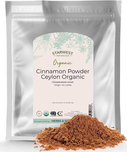 Starwest Botanicals Organic Ground Ceylon Cinnamon Powder - Spice for Tea, Cooking,