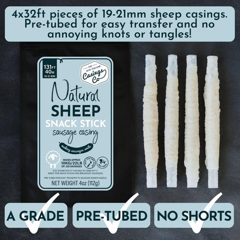 19mm 131ft, 22lb Snack Stick Casings - natural LAMB/SHEEP casings for sausage making. casing. Ideal sausage casings