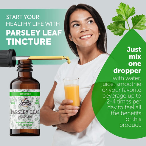 "Parsley Leaf Tincture Alcohol-Free Extract - Organic Dried Leaf in Cold-Pressed Vegetable Glycerin, 2 Oz"