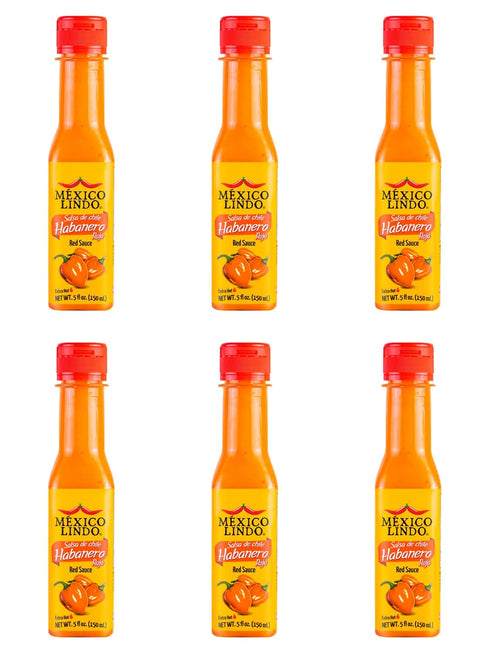 Mexico Lindo Red Habanero Hot Sauce, 5 Fl Oz Bottles (Pack of 6)
