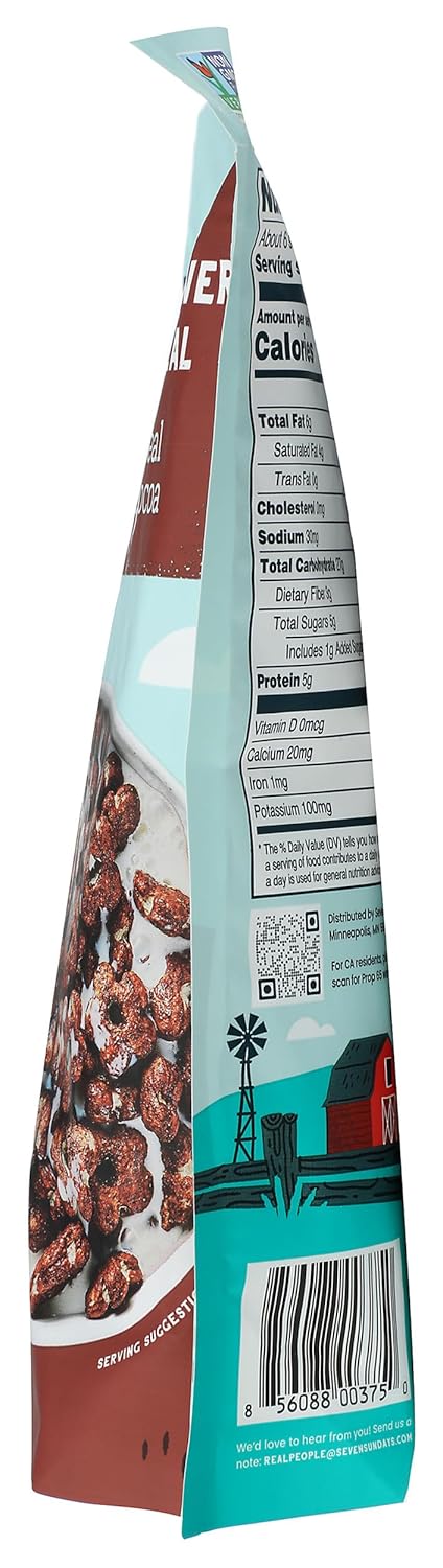 8 Oz 5g 1g Seven Sundays Sunflower Cereal, Real Cocoa, Bag, Grain & Gluten Free, Upcycled Protein, Added Sugar, Crunchy