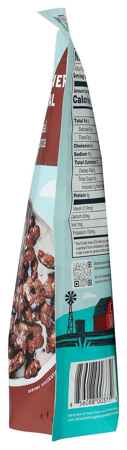 8 Oz 5g 1g (Pack 2) Seven Sundays Sunflower Cereal, Real Cocoa, Bag, Grain & Gluten Free, Upcycled Protein, Added