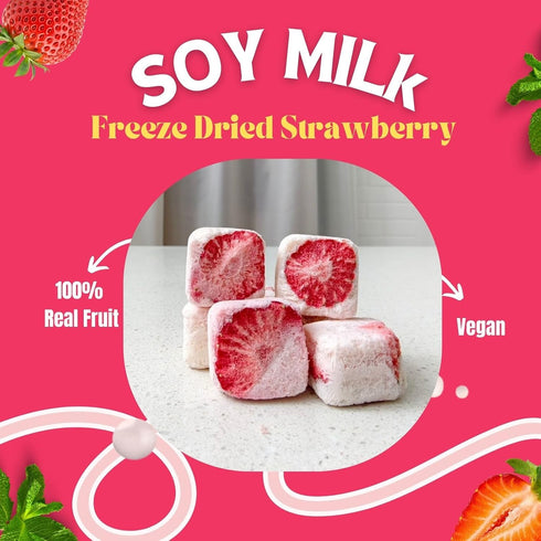 (3-Pack, 1.76 oz Juju-Oops Freeze-Dried Strawberry Mylk Crunch Vegan Soy Milk Fruit Bites with Real Fruit Pieces |