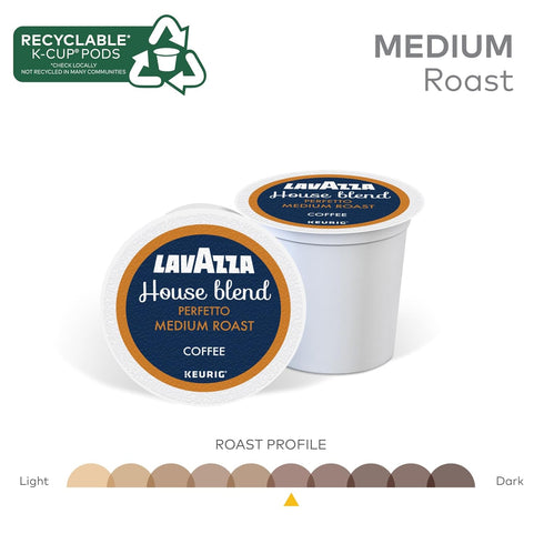 88-Count (4 Packs 22) Lavazza House Blend Perfetto, Single-Serve Keurig K-Cup Pods, Medium Roast Coffee, Box