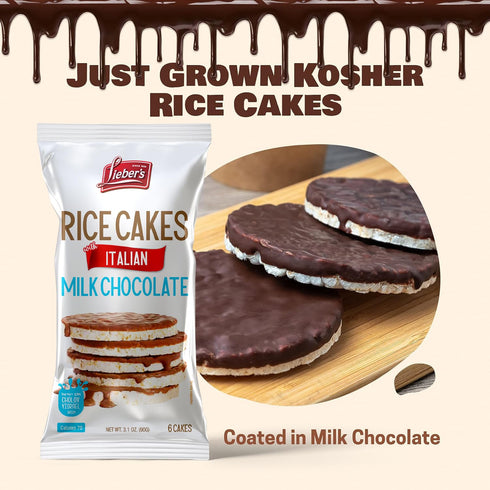 (pack 3) LIEBERS Kosher Certified Dairy Italian Milk Chocolate Rice Cakes, Gluten Free Snack Italian Milk Chocolate