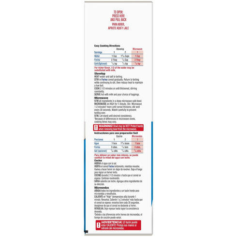 18 Malt-O-Meal Farina, Original Farina Breakfast Cereal, Quick Cooking, Ounce