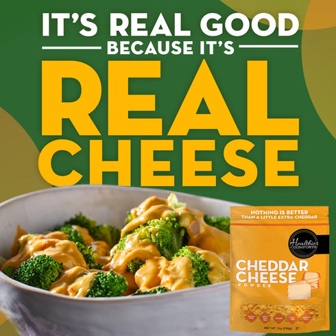 (7 oz) (7 oz) Healthier Comforts Cheddar Cheese Powder | Premium Yellow Cheddar | Batch Tested Gluten Free, Kosher, No