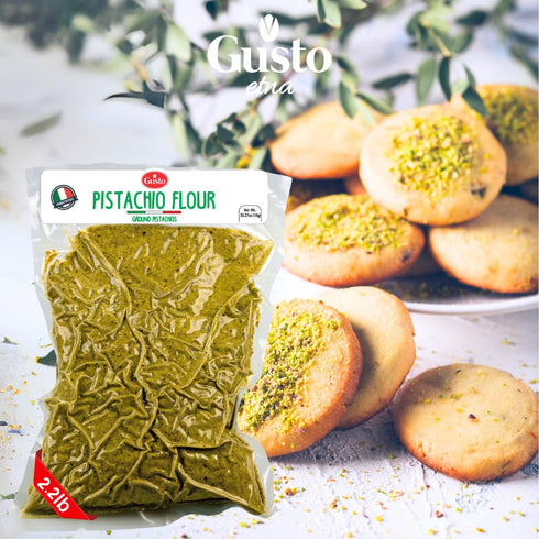 2.2 Lb (1 GUSTO ETNA Pistachio Flour, Sicilian Fine Chopped Pistachio Flour, Ground, Powder, Gluten Free Flour, Non