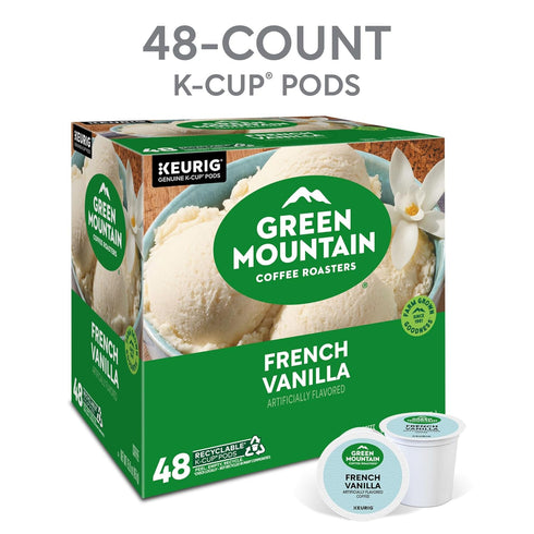 48 Count Green Mountain Coffee Roasters French Vanilla Coffee, Keurig Single-Serve K-Cup Pods, Light Roast