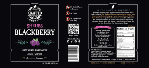 2 Pack Crafted Cocktails - Blackberry Shrubs - - Use as cocktail enhancer, soda flavoring, or culinary ingredient