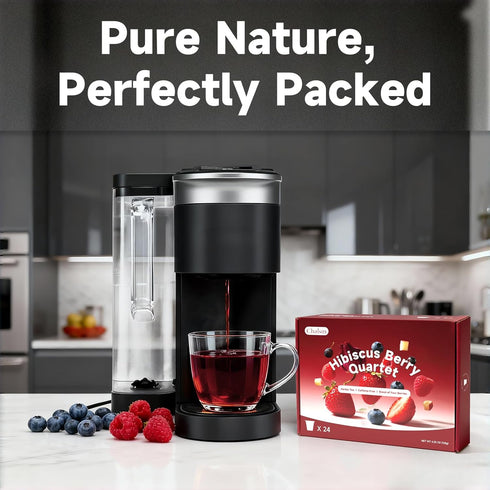 4 24 Chaism Hibiscus Berry Quartet - Herbal Tea Pods Berries Blend, Caffeine Free, K Cups